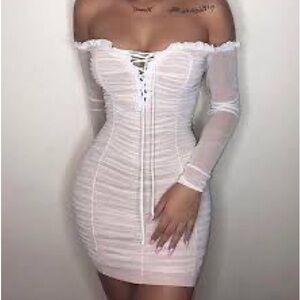 Y2K White Bodycon Ruched Mini Dress